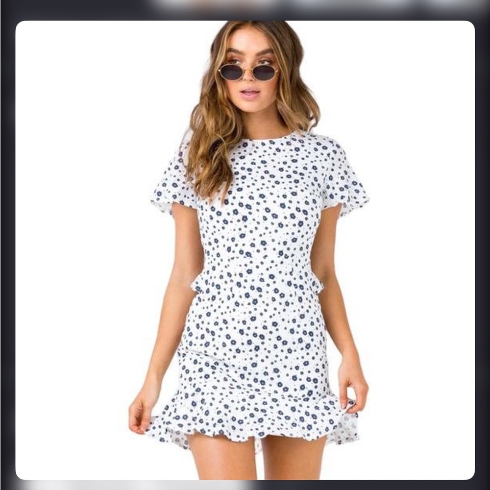 Princess Polly White and Black Floral Mini Dress